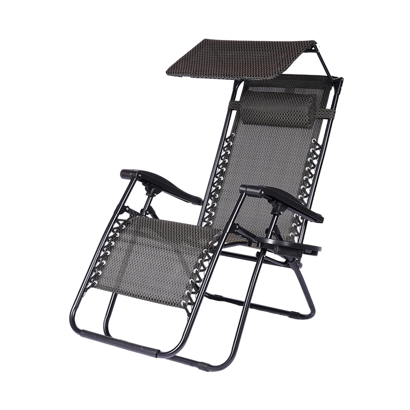 Silla de salón de patio de gravedad cero con bandeja de sol y bebidas