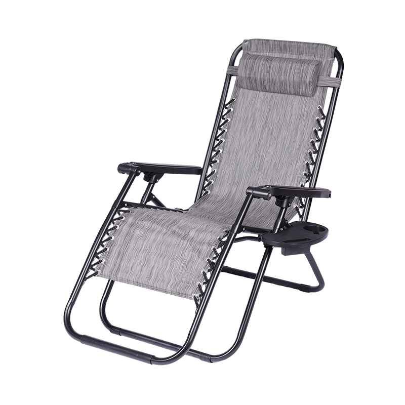 Silla reclinable de gravedad cero plegable con portavasos